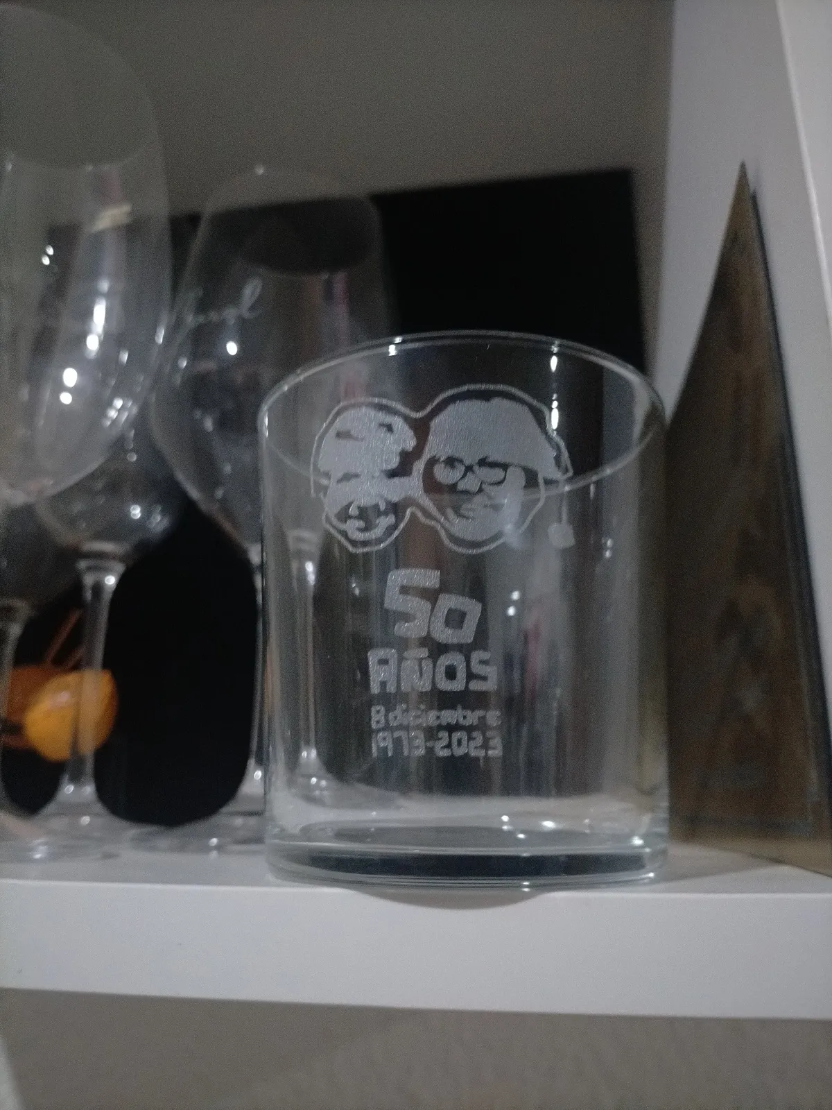 Grabado Laser Cristal Vaso Fotos 50 Aniversario