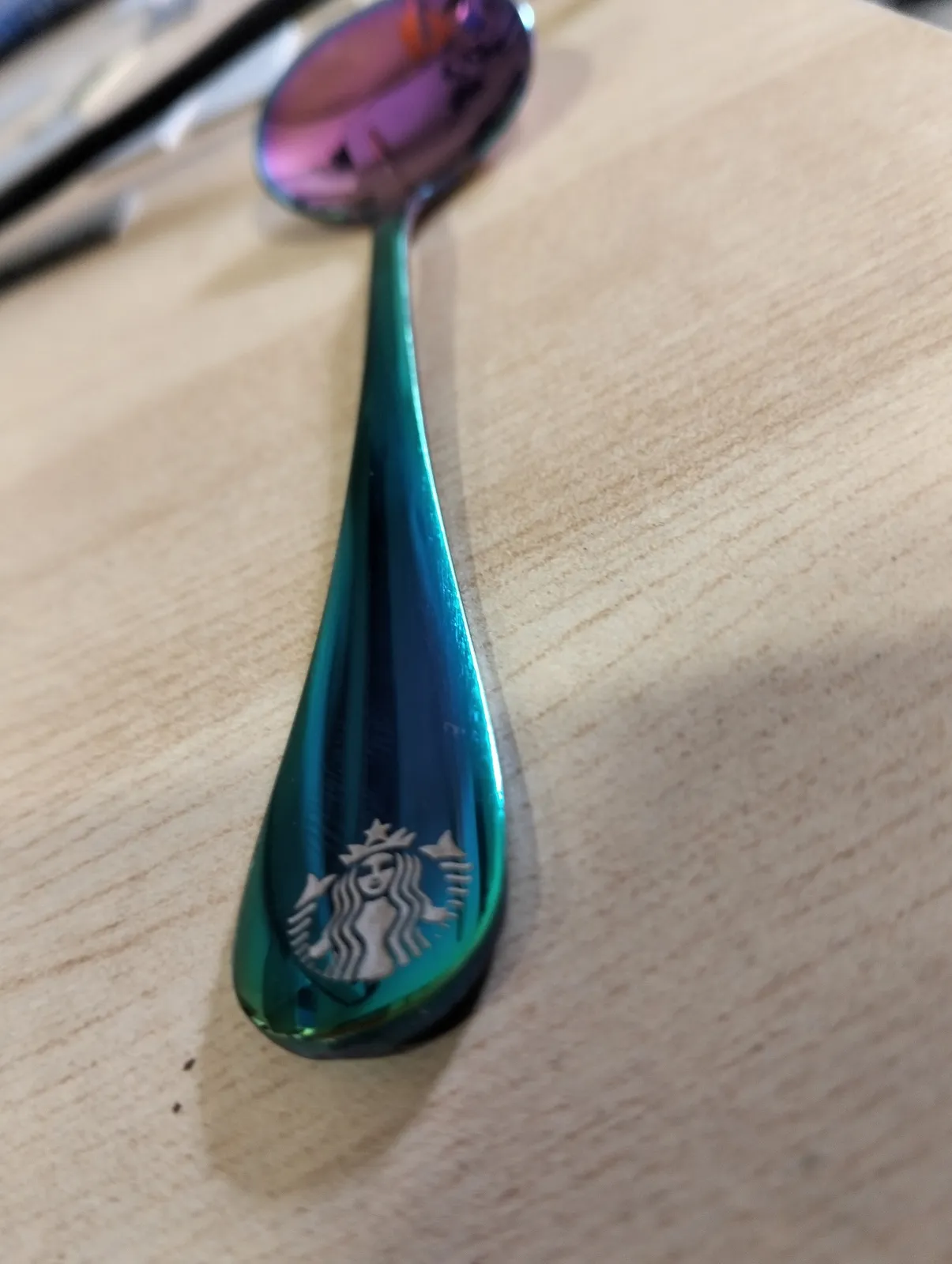 Grabado Laser Cuchara Metalica Color Starbucks Logo