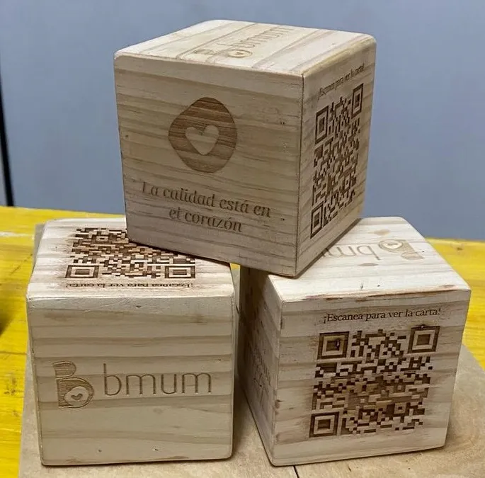 Grabado Laser Madera Cubos Qr Bmum