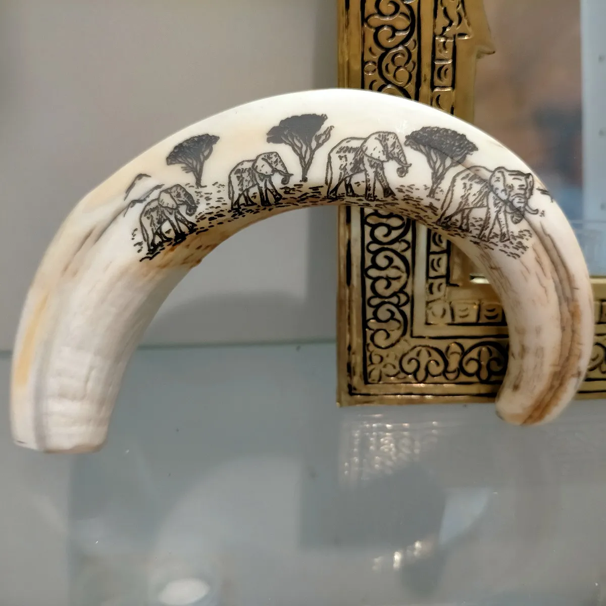 Grabado Laser Marfil Hueso Decorativo Elefantes